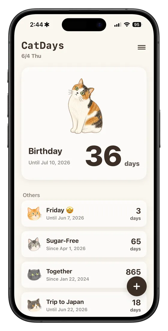 All your countdowns at a glance