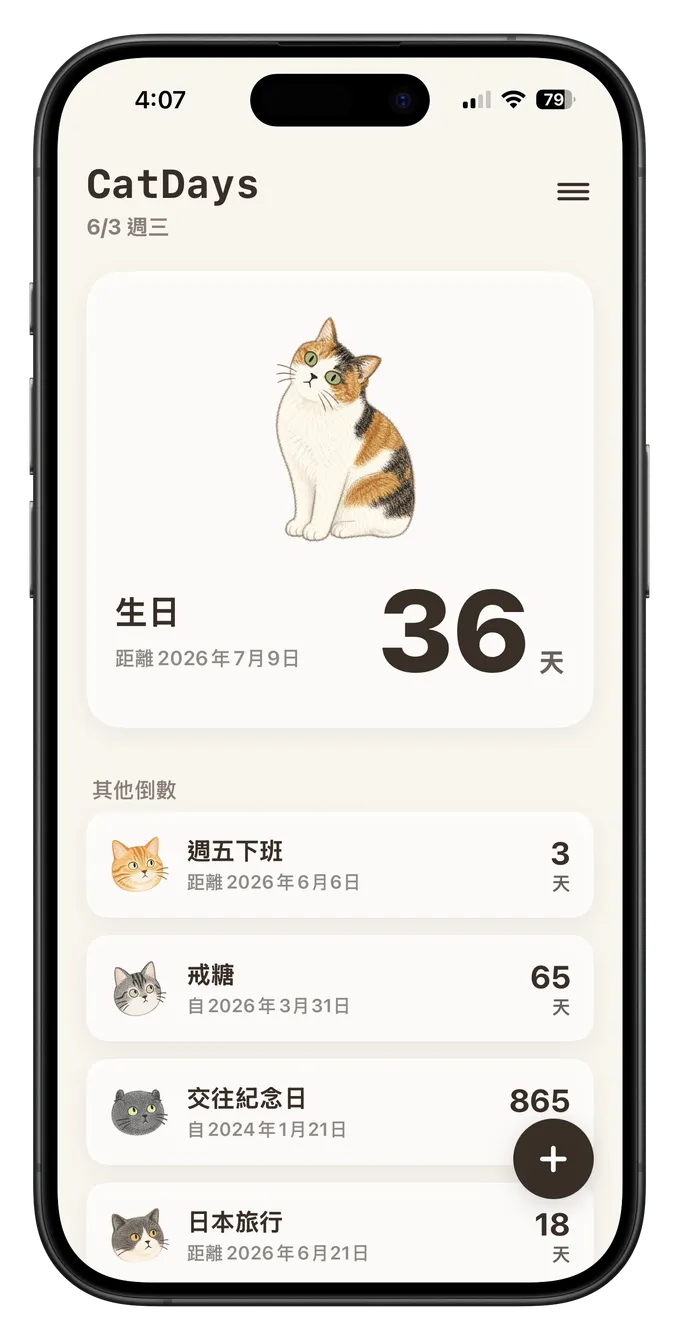 讓貓咪陪你倒數重要日子